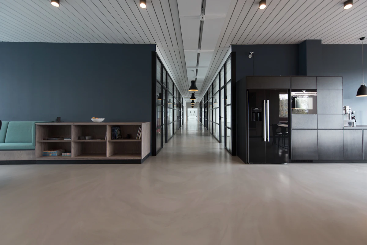 A calm, modern office interior, reflecting the governed environment OA Stride delivers from